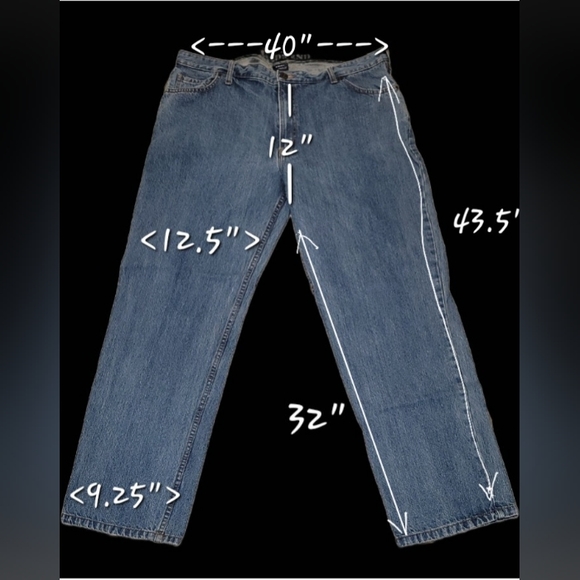 Lands' End Men's Traditional Fit 5 Pocket Stonewashed Denim Blue Jeans 40x32 - Picture 6 of 7